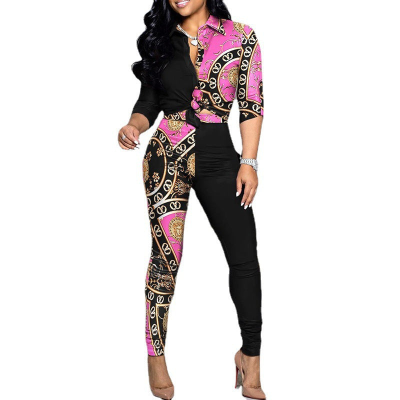 Casual Women's Long Sleeve Shirt and Pants Set