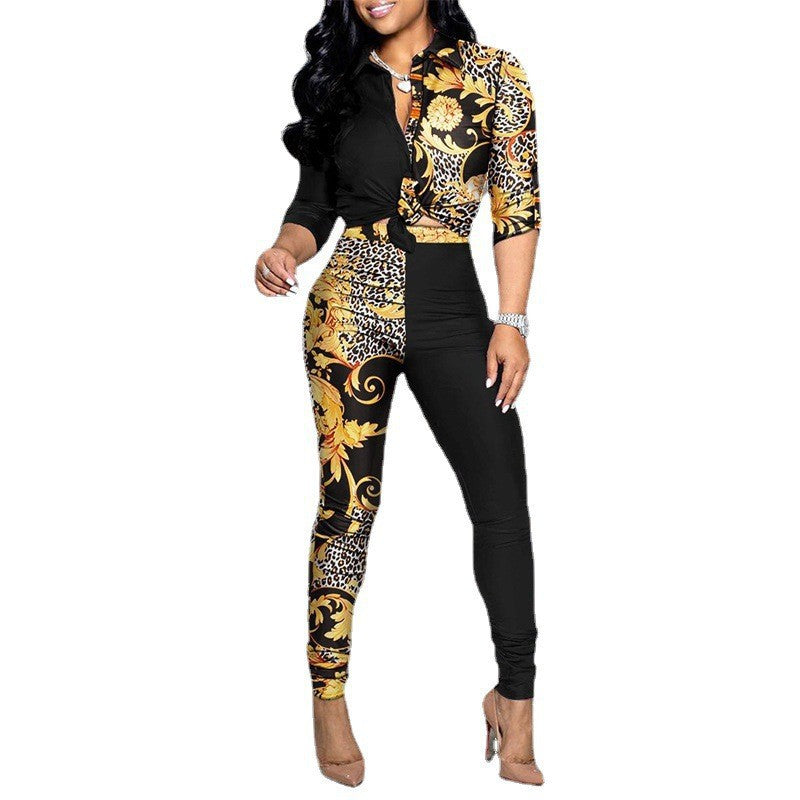Casual Women's Long Sleeve Shirt and Pants Set