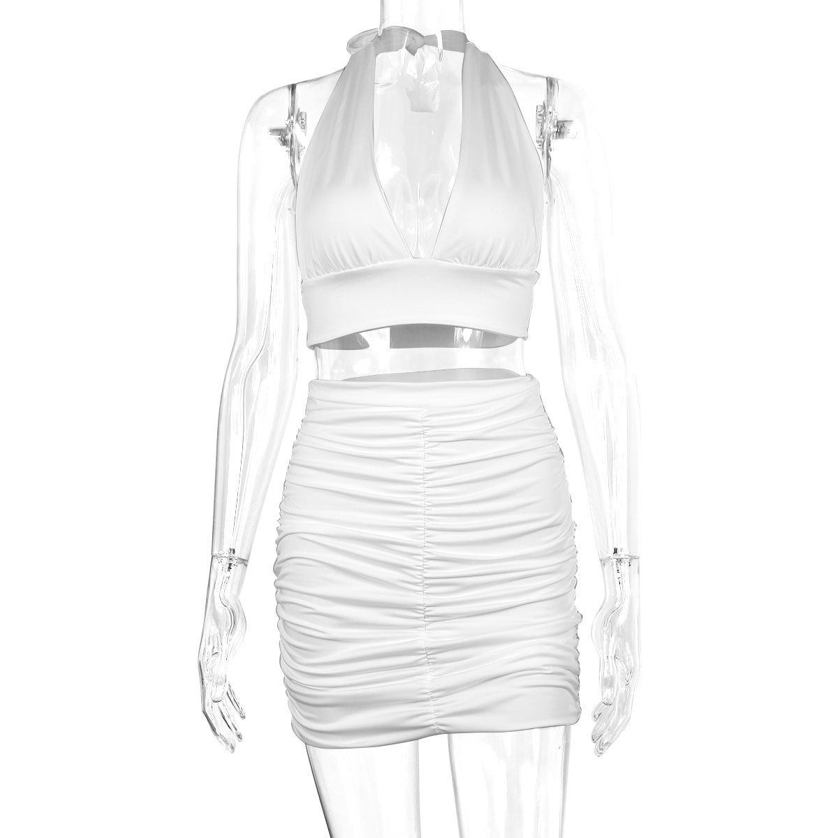 Women's Halter Neck Bodycon Skirt Two-Piece Set