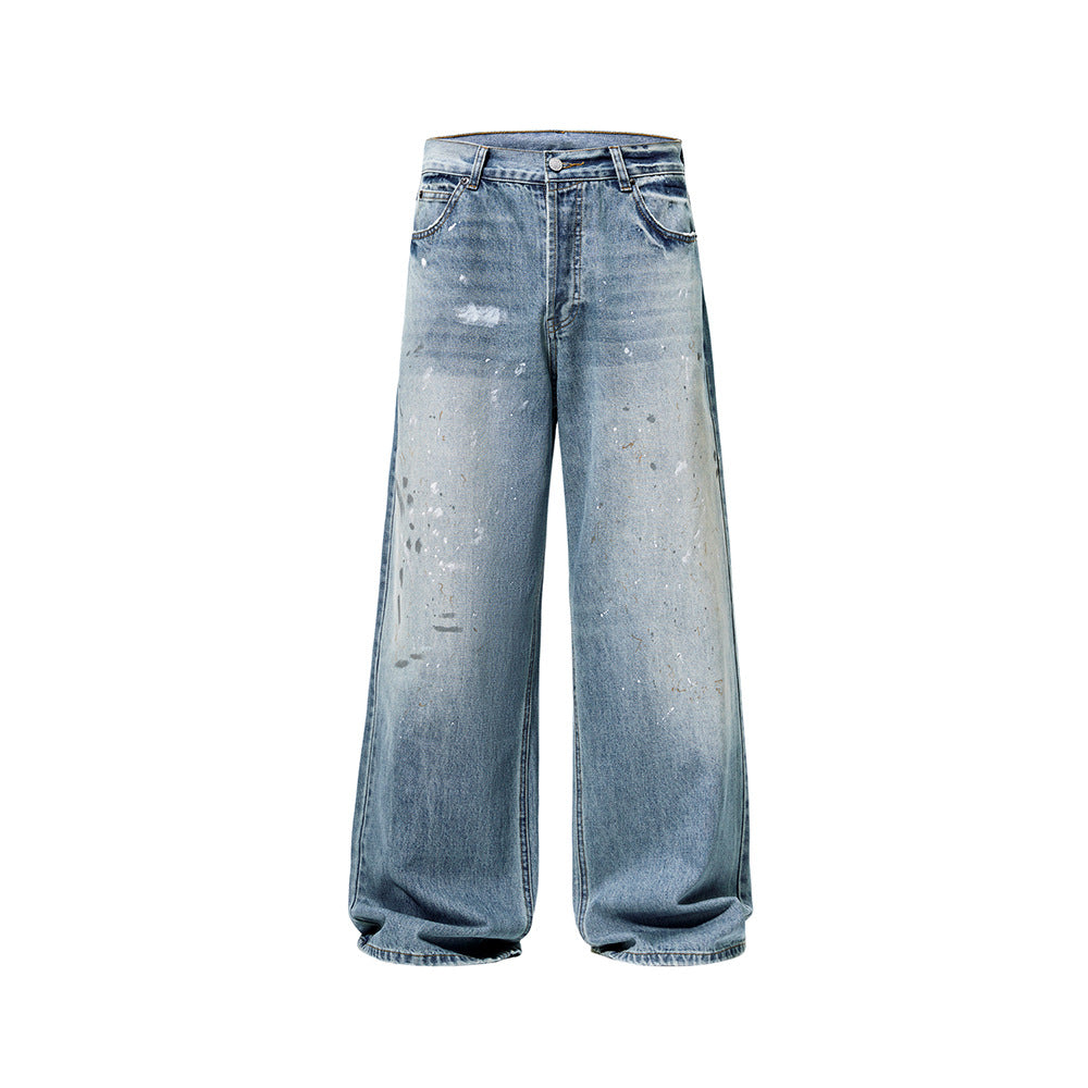 Wash wide-leg jeans with ink