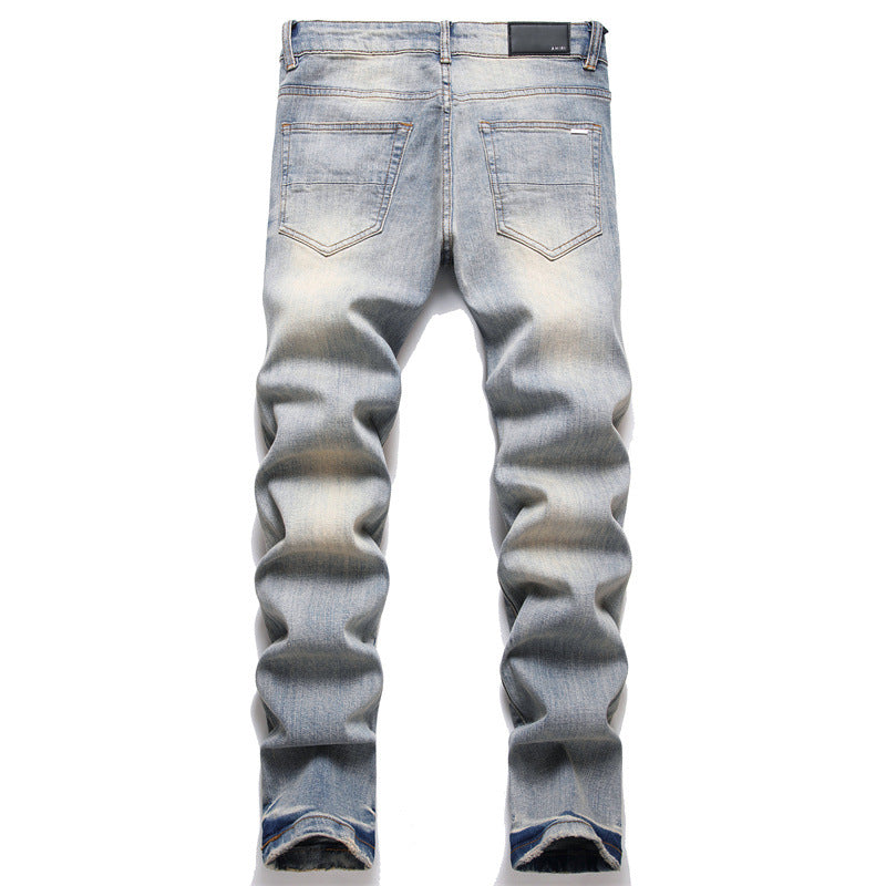 Stretchy ankle embroidered jeans