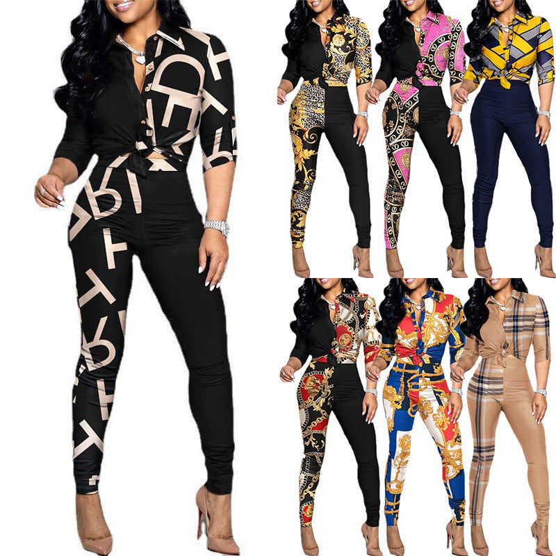 Casual Women's Long Sleeve Shirt and Pants Set