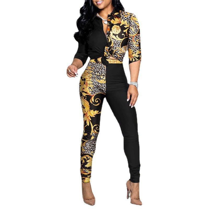Casual Women's Long Sleeve Shirt and Pants Set