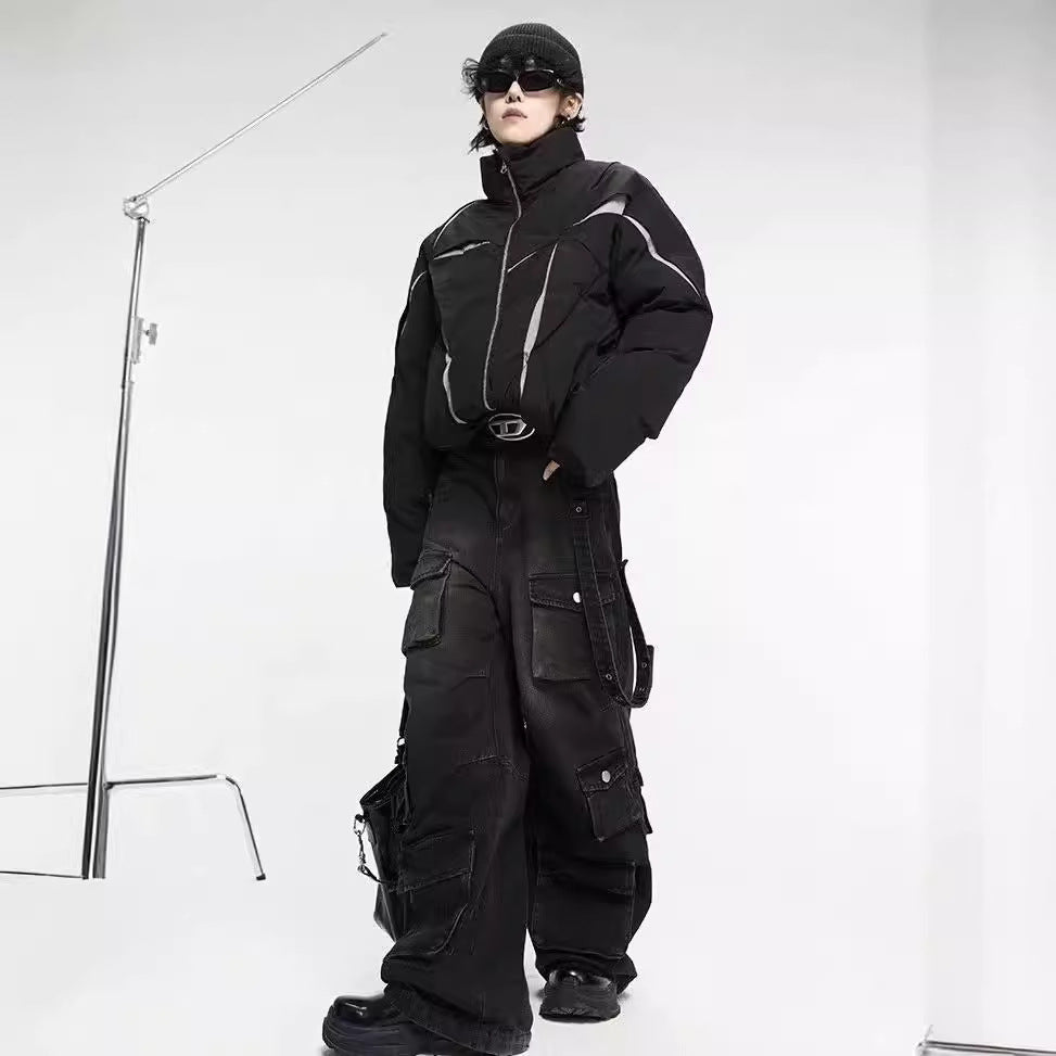 Men's Wide-Leg Multi-Pocket Jeans