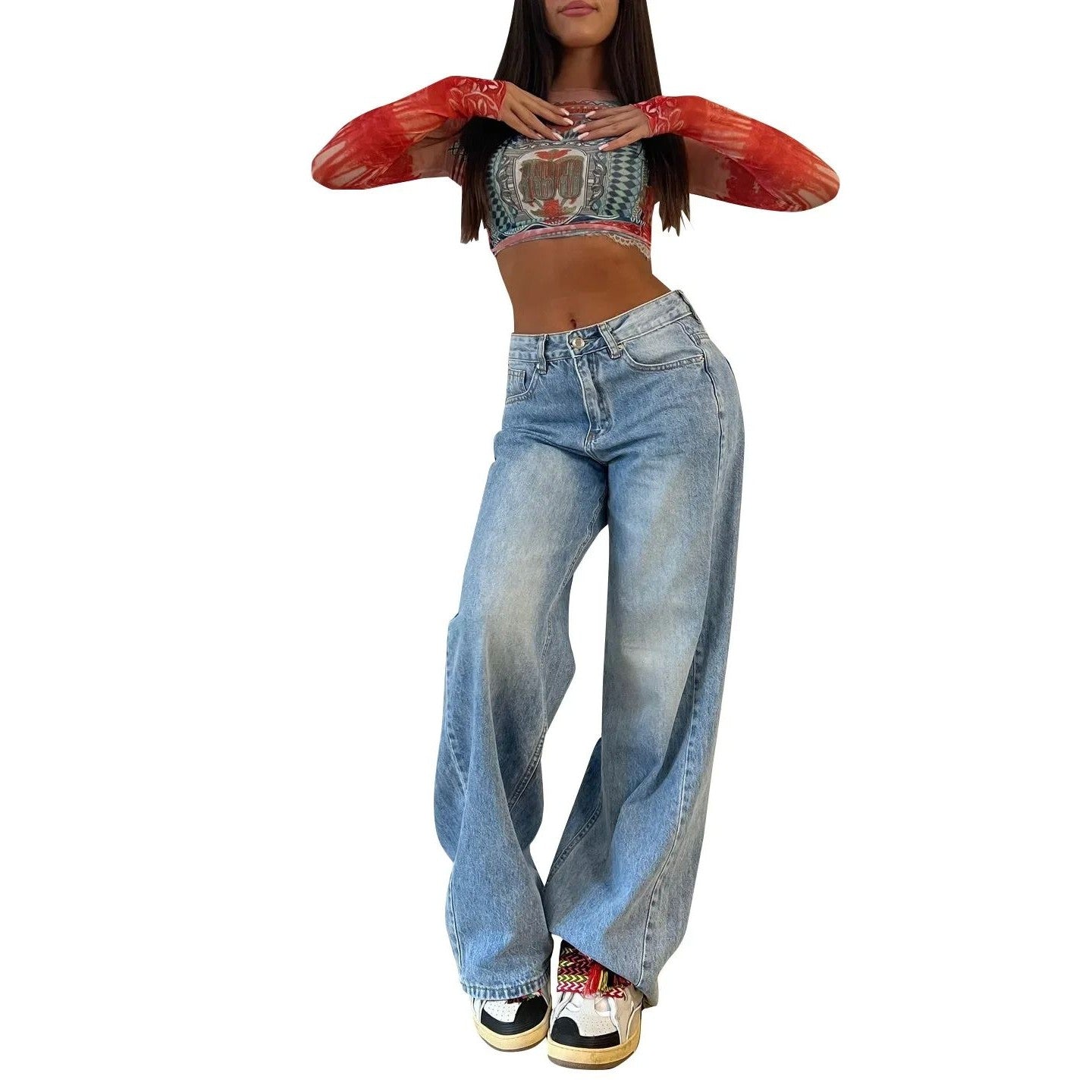 Women High Waist Mom Jeans