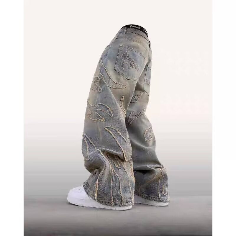 Vintage Embroidered Loose Jeans for Men