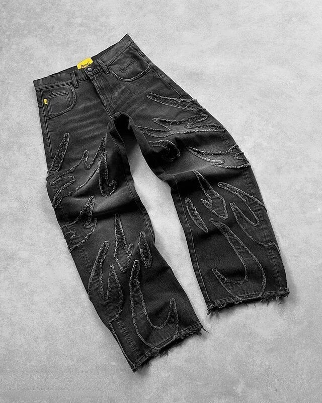 Vintage Embroidered Loose Jeans for Men