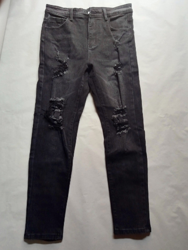 New Trendy European and American Style Skinny Fit Ripped Jeans for Men
