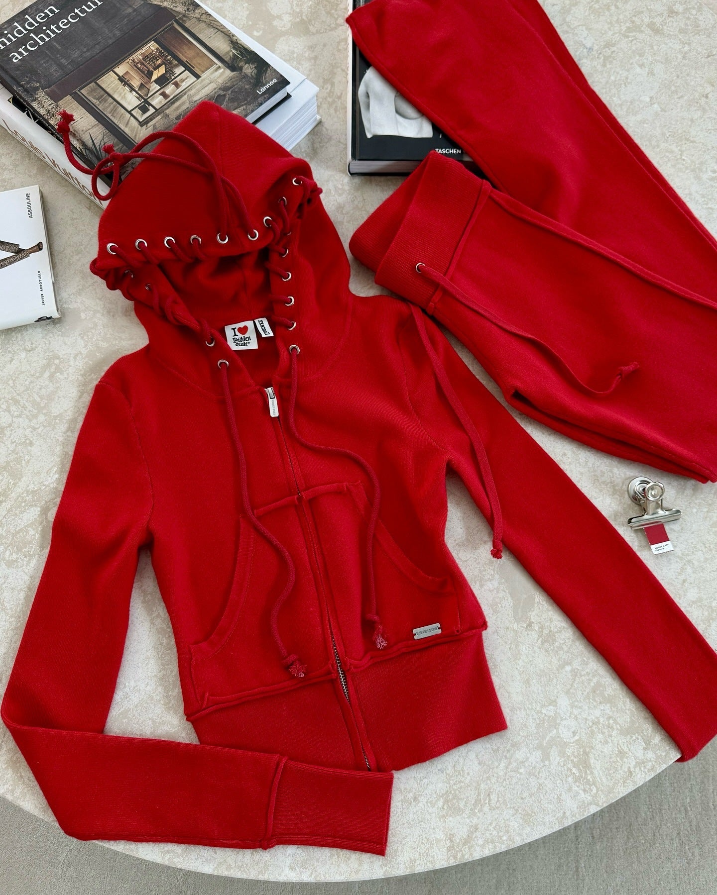 Fashion Color-Block Knit Sweatshirt and Long Pants Set