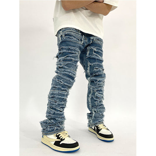 Men's Washed Slim-Fit Straight Jeans