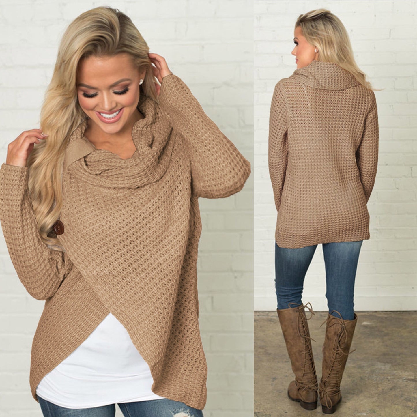 Women's High Neck Knit Sweater