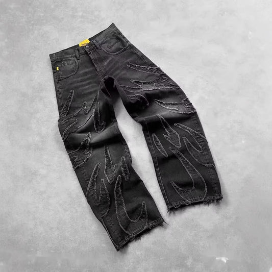 Vintage Embroidered Loose Jeans for Men