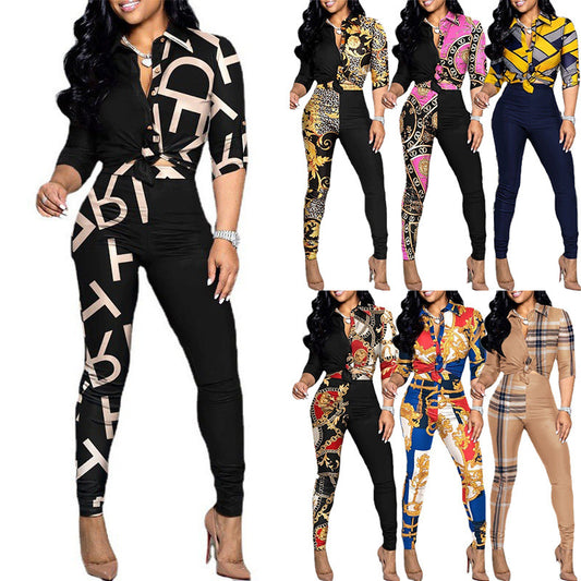 Casual Women's Long Sleeve Shirt and Pants Set